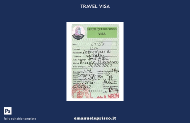 modello di visto di viaggio per il Congo in stile verificato